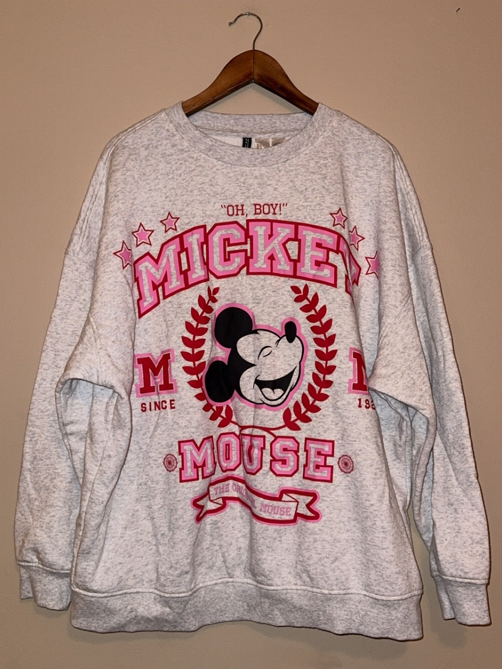 H&M Mickey Mouse Pink Graphic Sweatshirt
